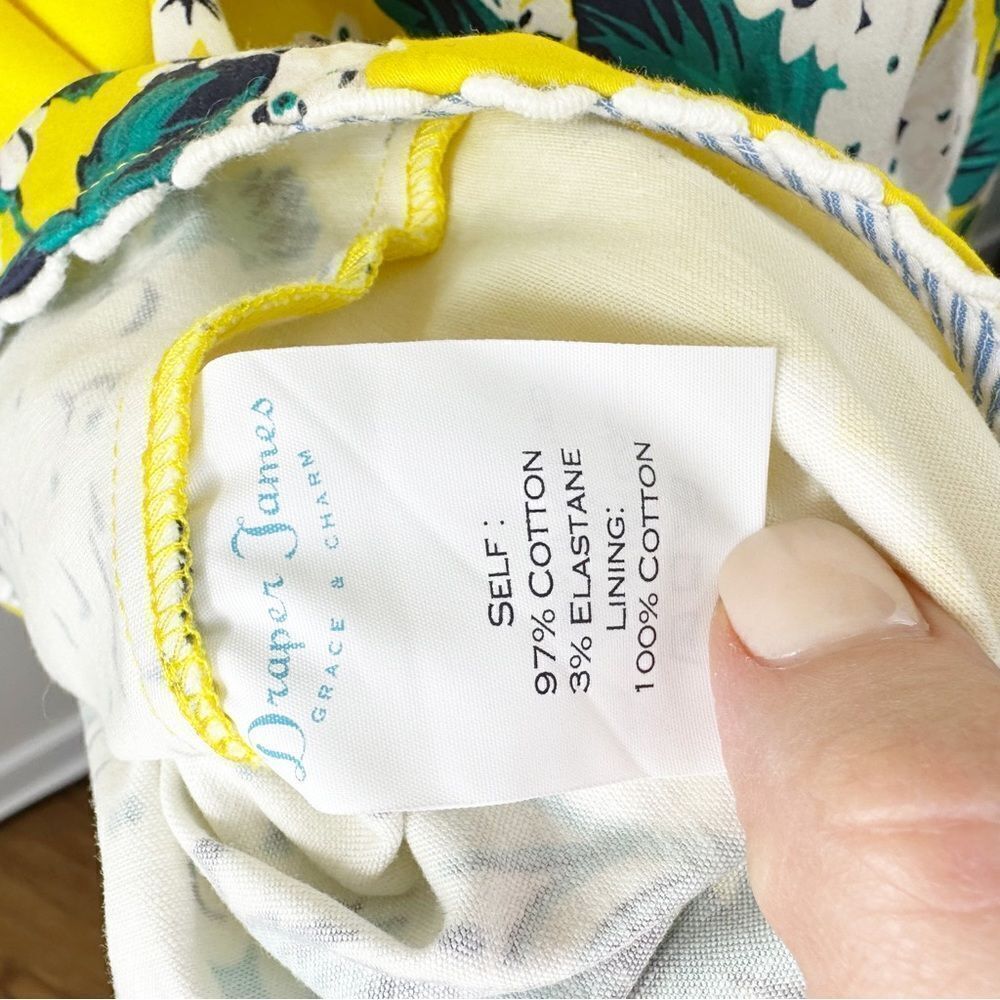 Draper James Lemon‎ Yellow Hydrangea Row Payton Cotton Sun Dress Size 10 - Picture 13 of 16